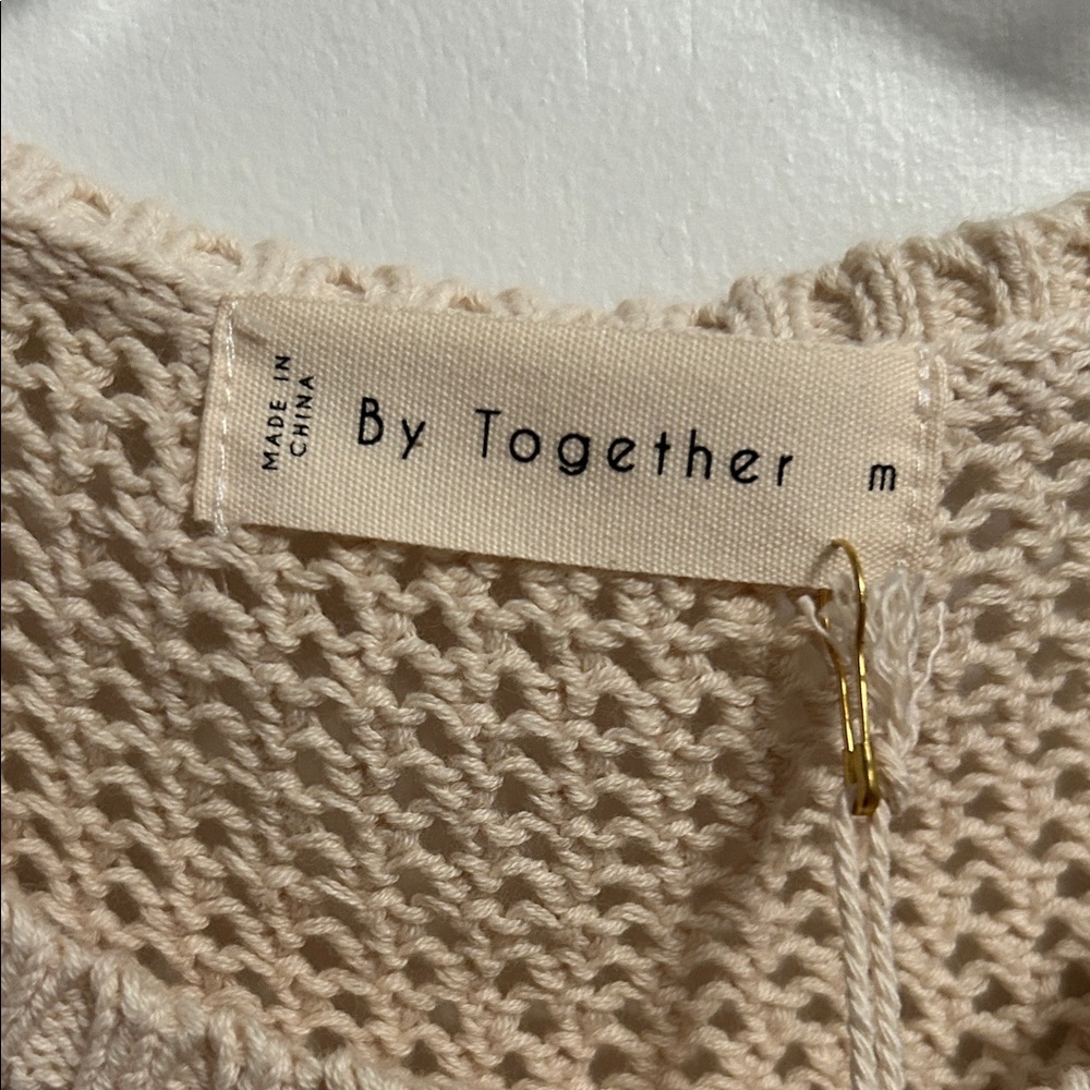 By Together Cream Sleeveless  Crochet Sweater - Picture 2 of 3